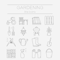 Set of vector flat design icons for gardening 