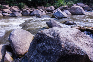 Rocks and nature on the river, Maetaeng Chiangmai Thailand
