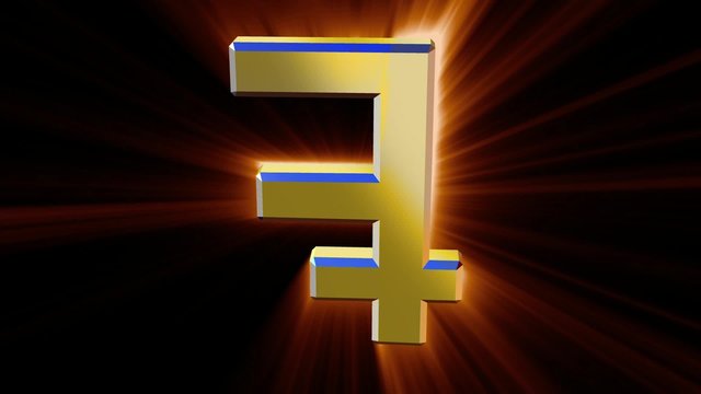 Image rotating symbol franc in a blaze of colored rays