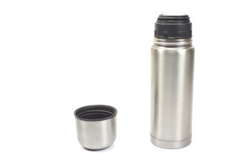 Thermos flask isolated on white