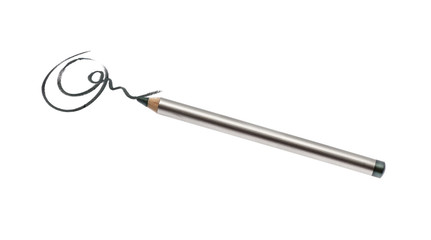 Cosmetic pencil and stroke isolated on white  