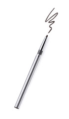 Cosmetic pencil and stroke isolated on white  