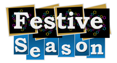 Festive Season Black Neon Squares Blue Stripes 