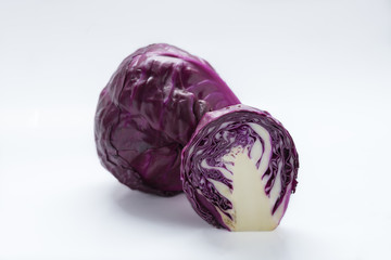 Red cabbage isolated on white background.