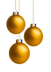 Drei Goldene Weihnachtskugeln