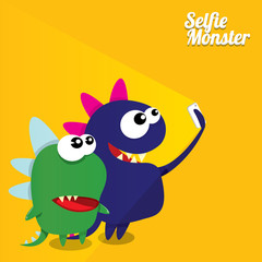 Monster Taking Selfie Photo on Smart Phone