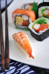 shrimp sushi on plate