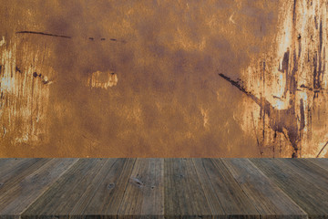 Wood terrace and Metal rust wall texture