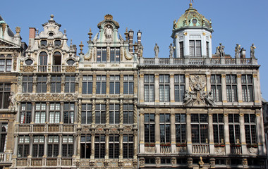 Fototapeta na wymiar Bruxelles, splendeurs baroques des façades de la Grand-Place, Belgique