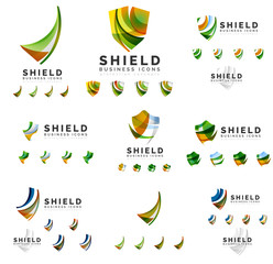 Set of company logotype branding designs, shield protection concept icons