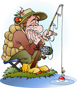 recommend clip art: Vector cartoon illustration of a disappointed angler