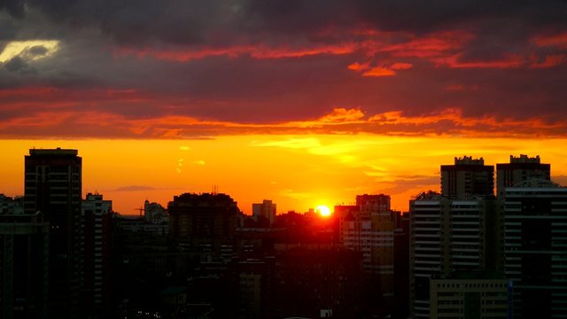 Timelapse of amazing Cityscape Sunset at Novosibirsk. 