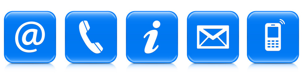 Contact Us &ndash; Set of blue buttons with reflection