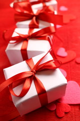 gifts with red ribbons