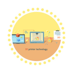 Printer Technology Icon Flat Design
