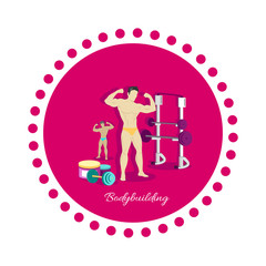 Bodybuilding Sport Concept Icon Flat Design