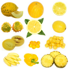 set of yellow fruits