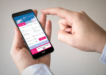  touchscreen smartphone with ticket flight application on the sc