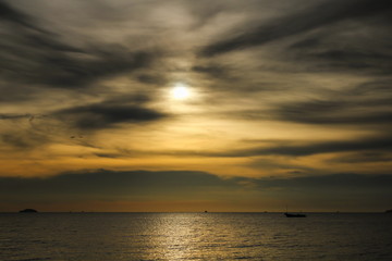Fototapeta na wymiar Seaview in twilight time, Chonburi Province, Thailand