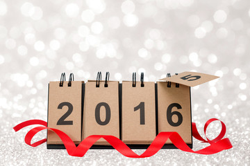 New Year 2016 is coming concept. Happy New Year 2016 replace 2015 concept on blur bokeh background...
