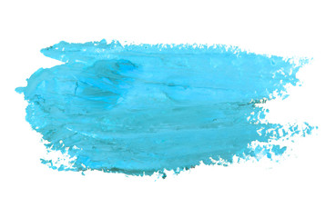 Watercolor blue smear isolated on white background.