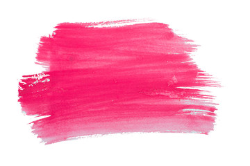 Watercolor pink smear isolated on white background.