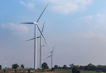 wind turbines generating electricity energy  from natural