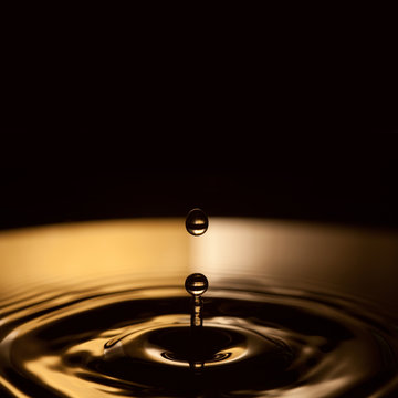 Conceptual image of falling water drop and pause. 