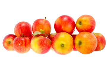 ripe red apples on a white background