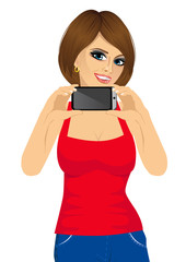 young woman displaying her smartphone