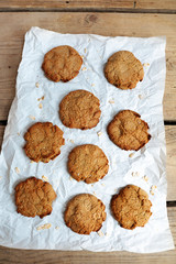 Homemade cookies on paper close up