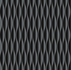 Black wavy panel seamless texture background.