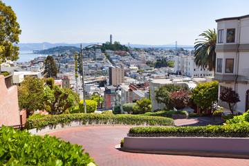 Uitzicht op Lombard street, stadsgezicht, San Francisco