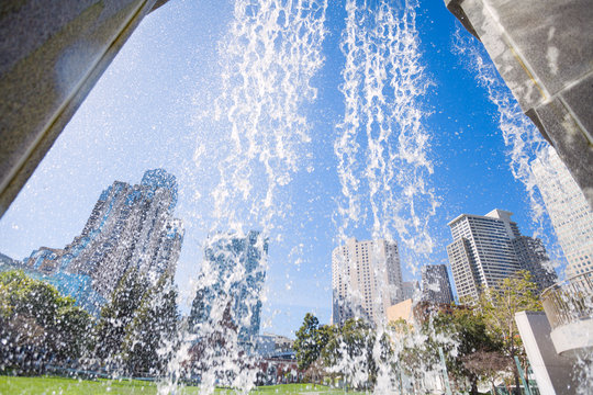 Waterfall Fountain In Yerba Buena Gardens Park