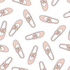 Ballerina shoes seamless pattern. Ballet shoes fashion background. - 94594542