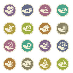 Insurance hands icons