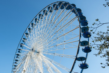 Ferris wheel with blue sky