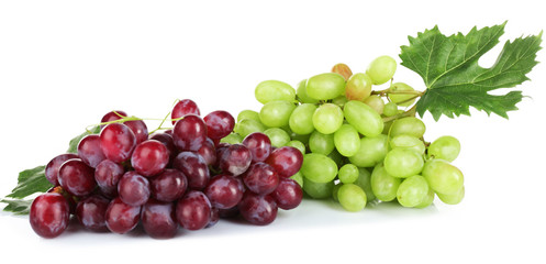 White and red grape on white background
