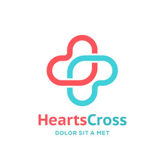 Fototapeta premium Cross plus heart medical logo icon design template elements