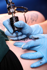 Process of making tattoo close-up
