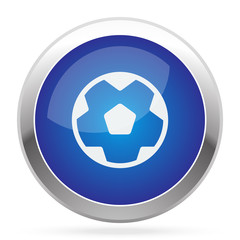 White Soccer Ball icon on blue web app button