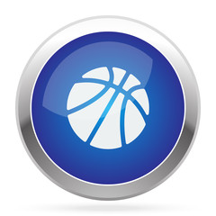 White Basketball icon on blue web app button