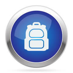 White Backpack icon on blue web app button