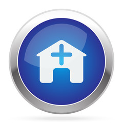Fototapeta premium White Hospital icon on blue web app button