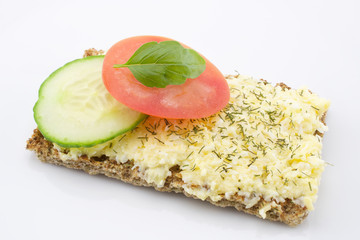 Cheese salad on crisp bread 