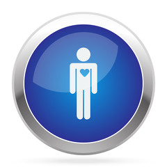 White Heart icon on blue web app button