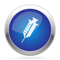 White Syringe icon on blue web app button