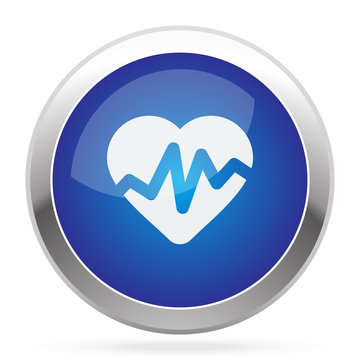 White Heart Rate Pulse icon on blue web app button