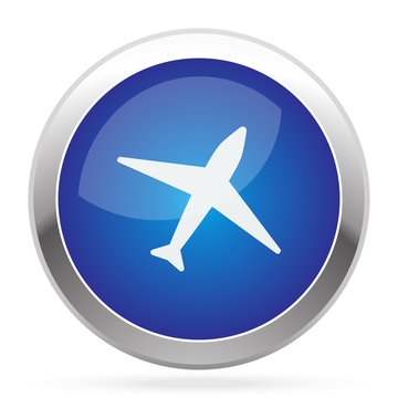 White Airplane icon on blue web app button