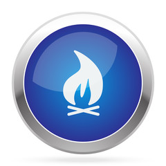 White Bonfire icon on blue web app button